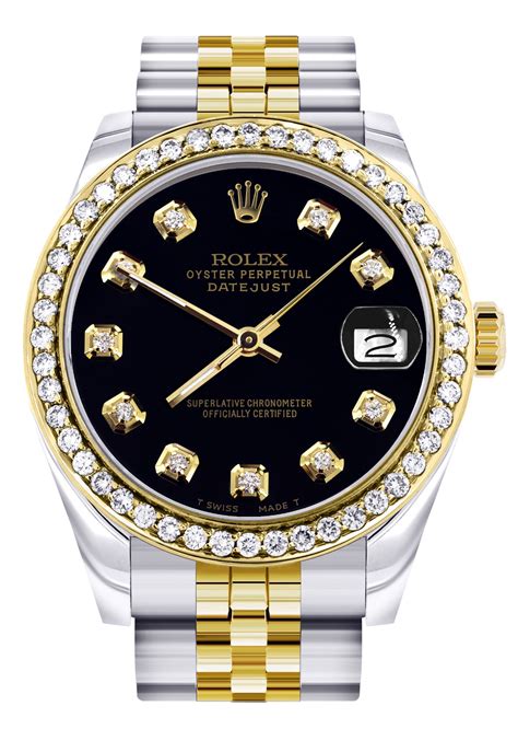 women's rolex black face with diamonds|rolex watch diamond bezel prices.